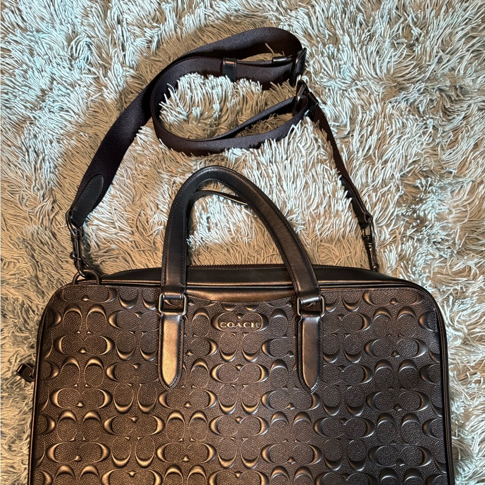 Coach Black Embossed Leather Briefcase
